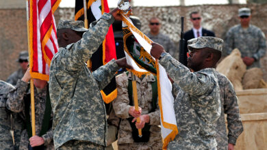 Iraq2011EndOfMissionCeremonyFlag