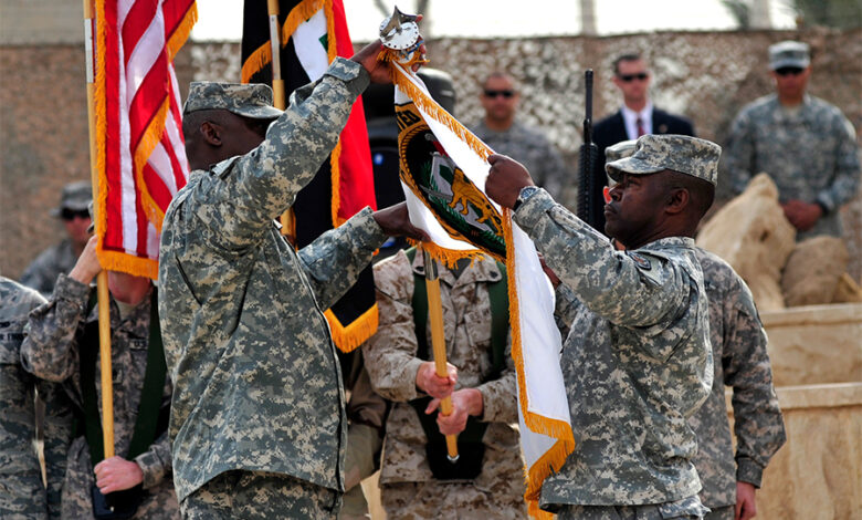 Iraq2011EndOfMissionCeremonyFlag